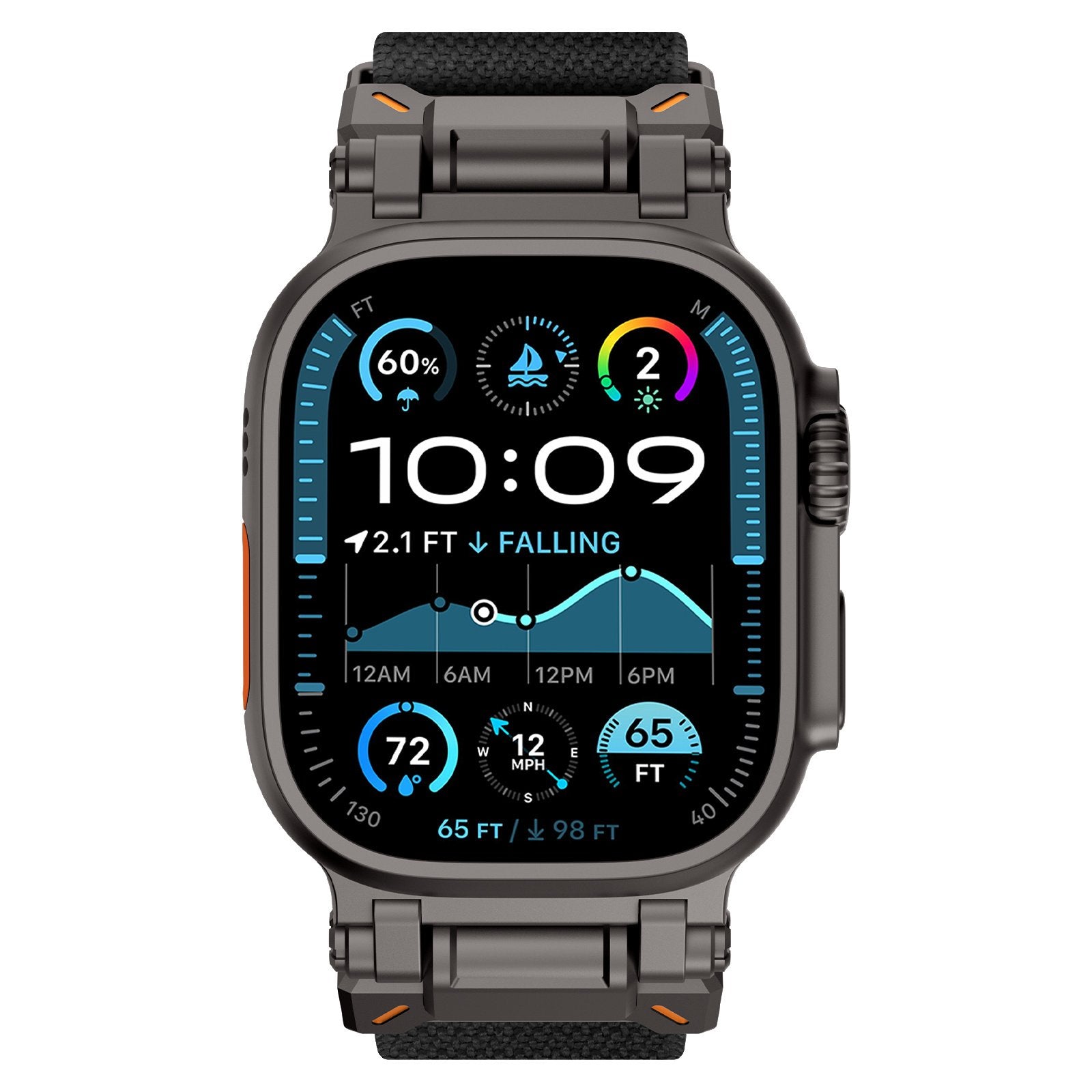 Apple Watch 'Explorer' polyester band (zwart met zwart)