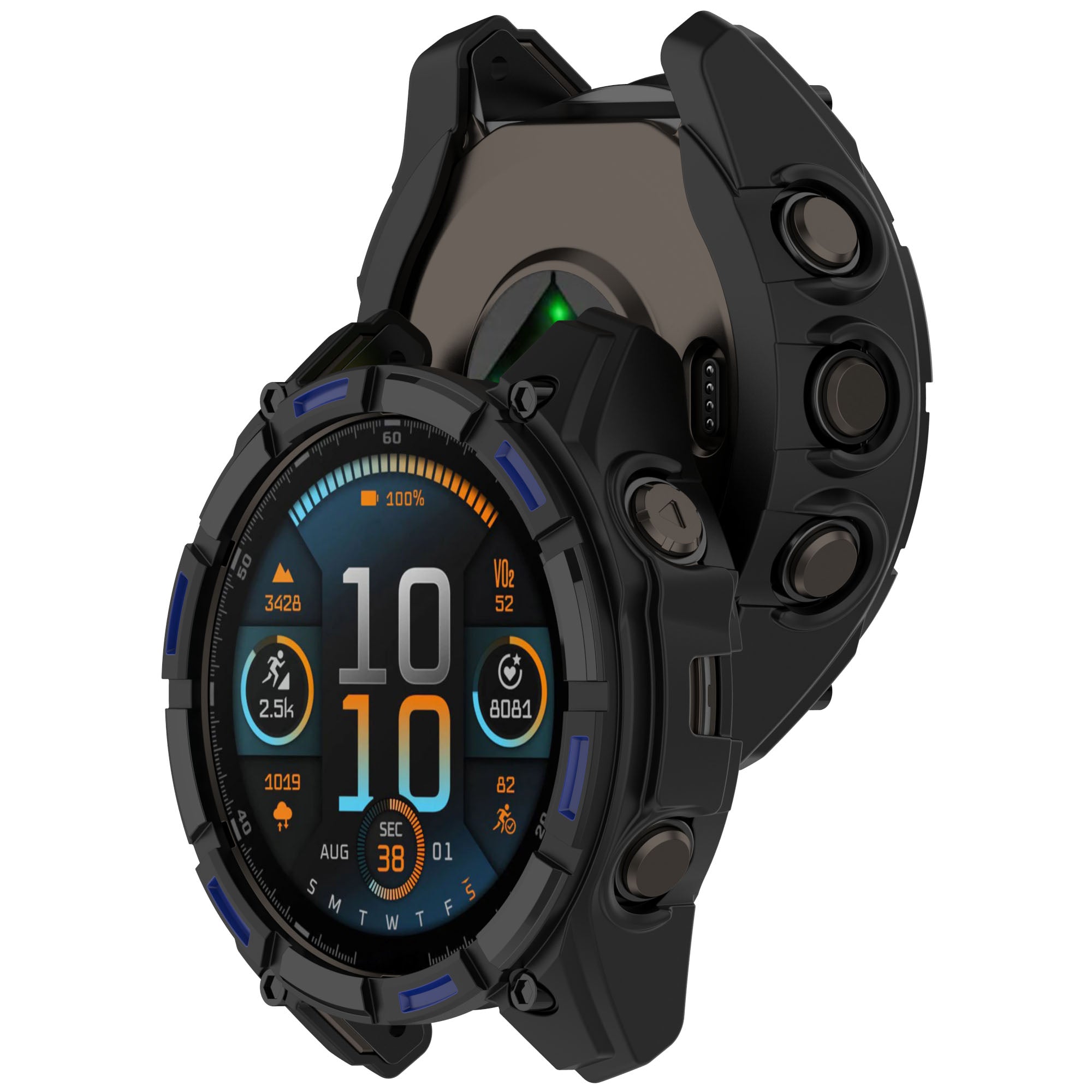Garmin Quatix 8 - 47mm Rugged TPU case (zwart/blauw)