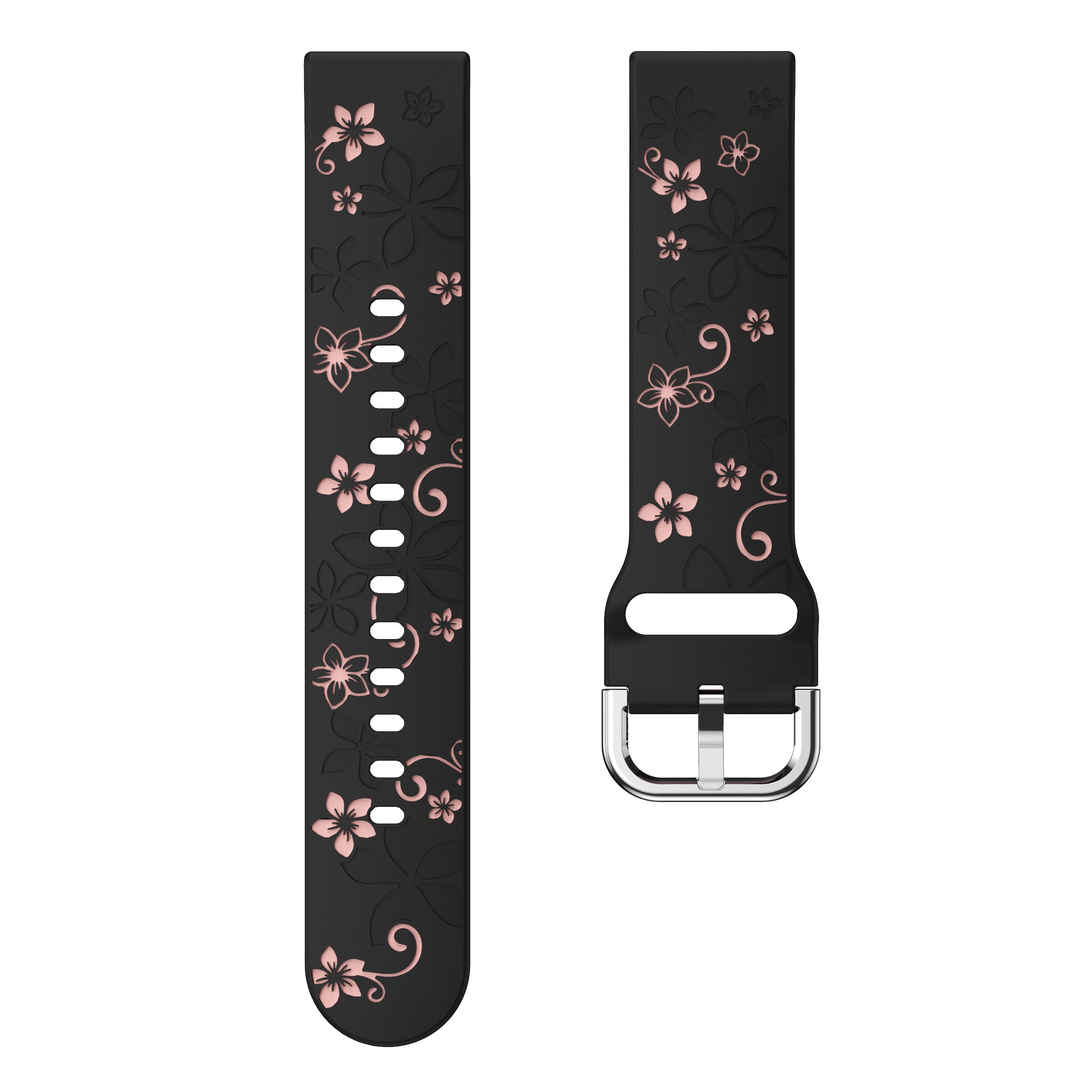Amazfit GTS 4 Flower silicone band (zwart/lichtroze)