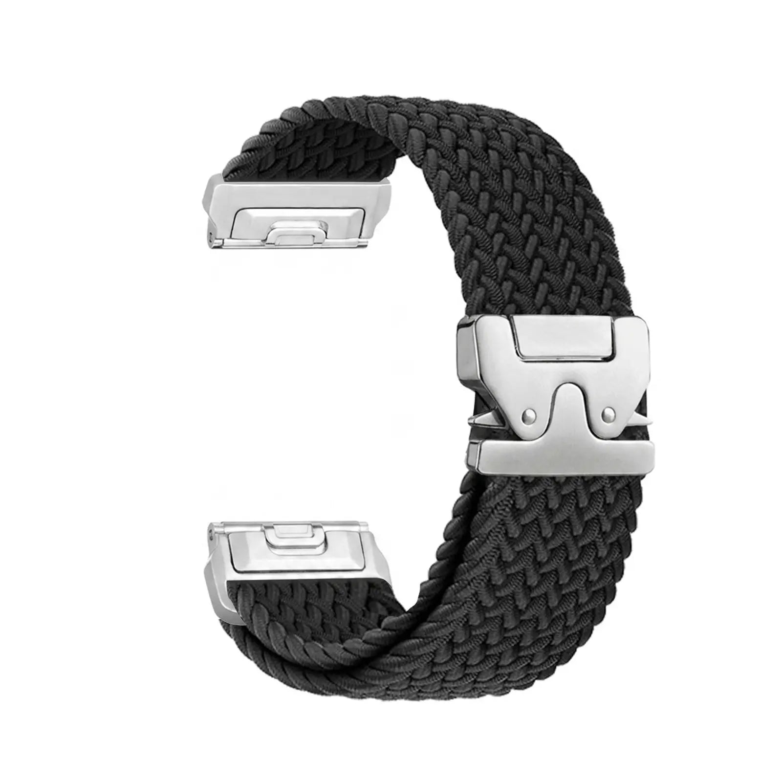 Garmin Quatix 8 Pro - 47mm Braided Strap P-Buckle (Black with Silver)