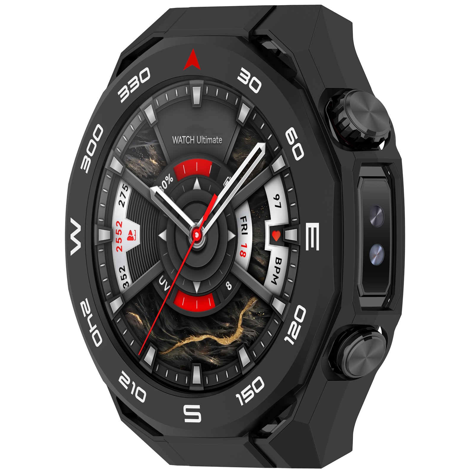 Huawei Watch Ultimate 2 PC case met glas (zwart)