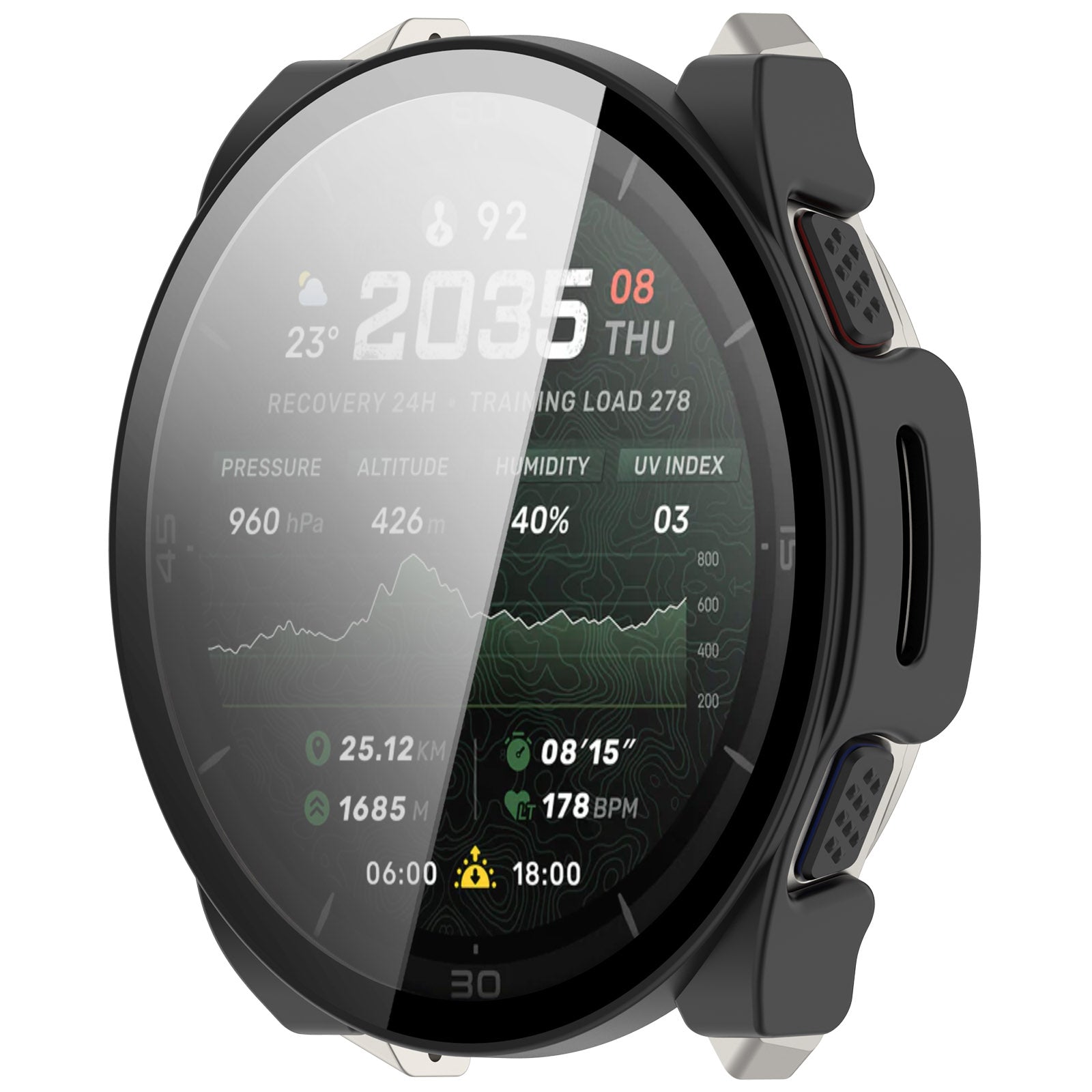 Amazfit Cheetah 2 Ultra hard case met glas (zwart)