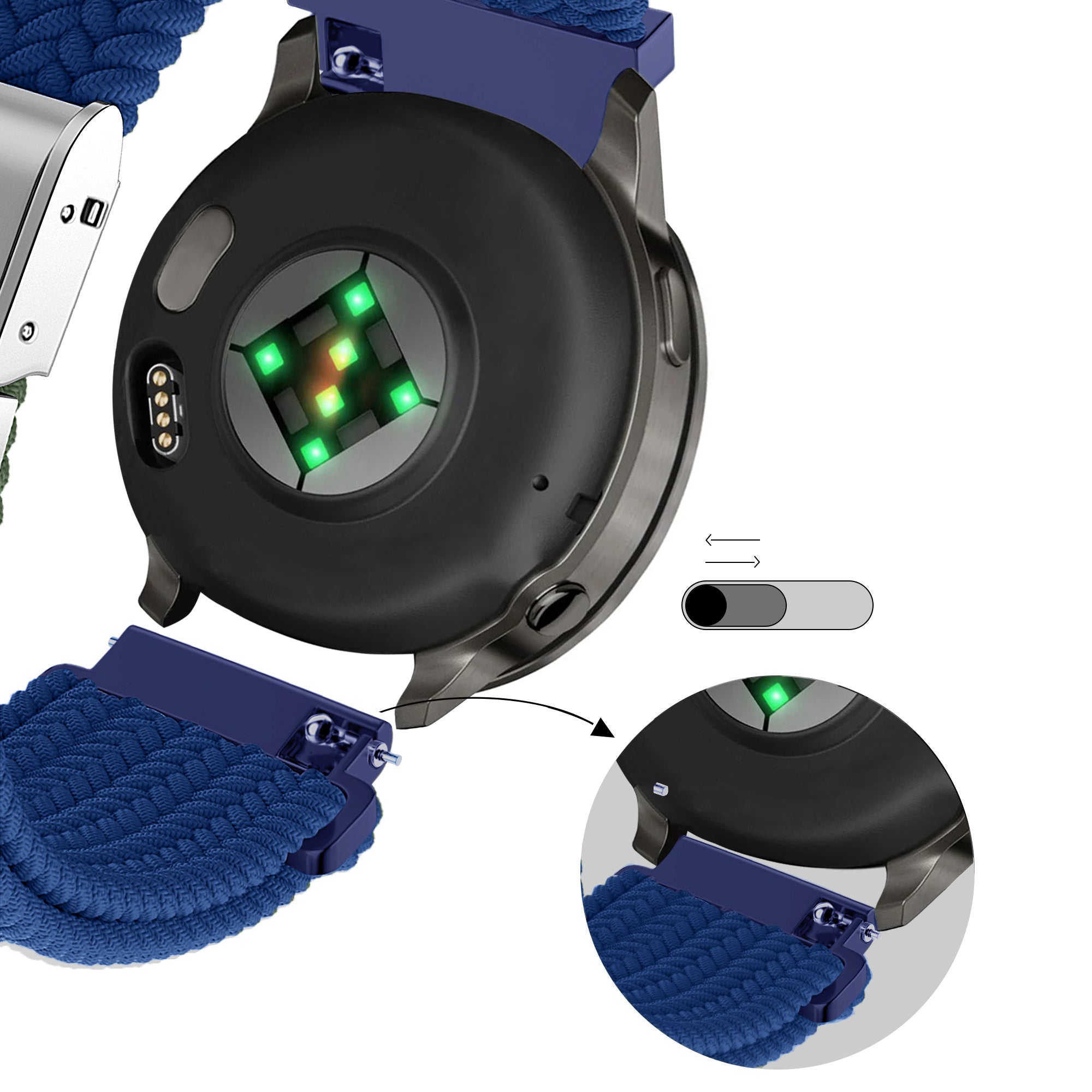 Bandz Garmin Venu 4 - 45mm gevlochten nylon band (blauw)