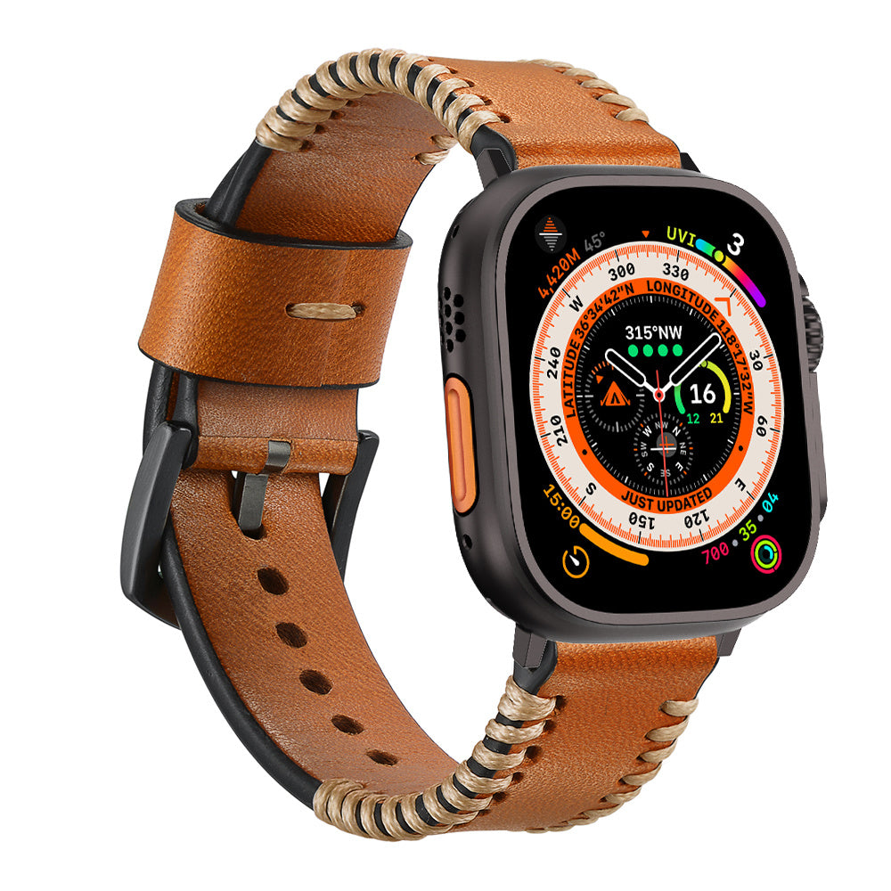 Apple Watch Stitched leren band (bruin)