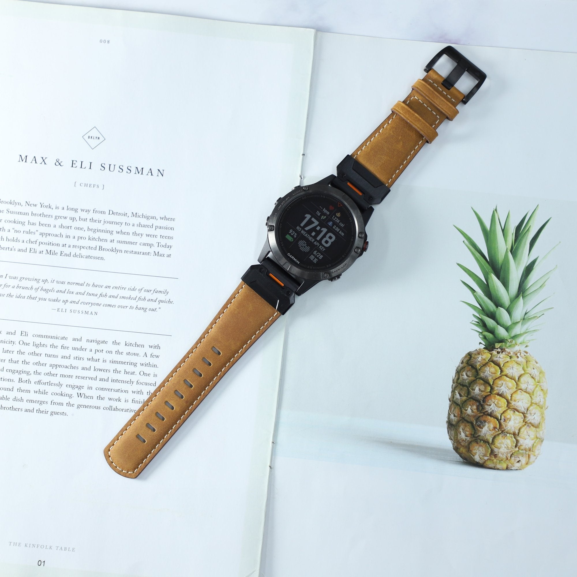 Garmin Fenix 8 Pro - 47mm genuine leren bandje (bruin)