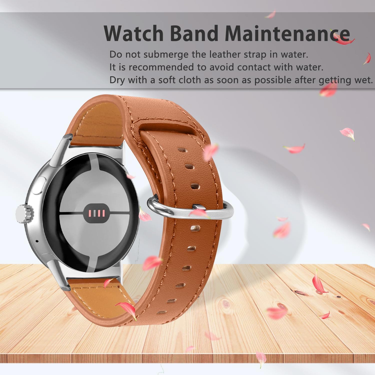 Google Pixel Watch 4 - 41mm Leather Buckle Strap (Brown)