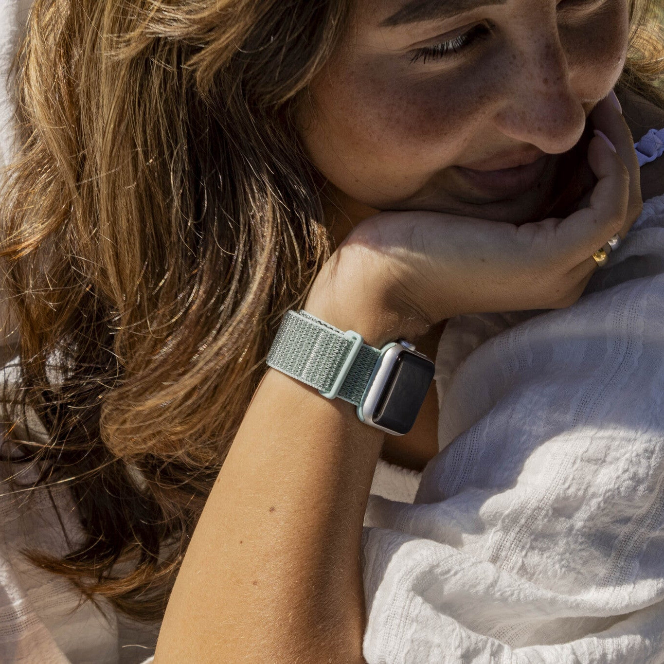 xoxo Wildhearts Apple Watch nylon bandje (mintgroen)