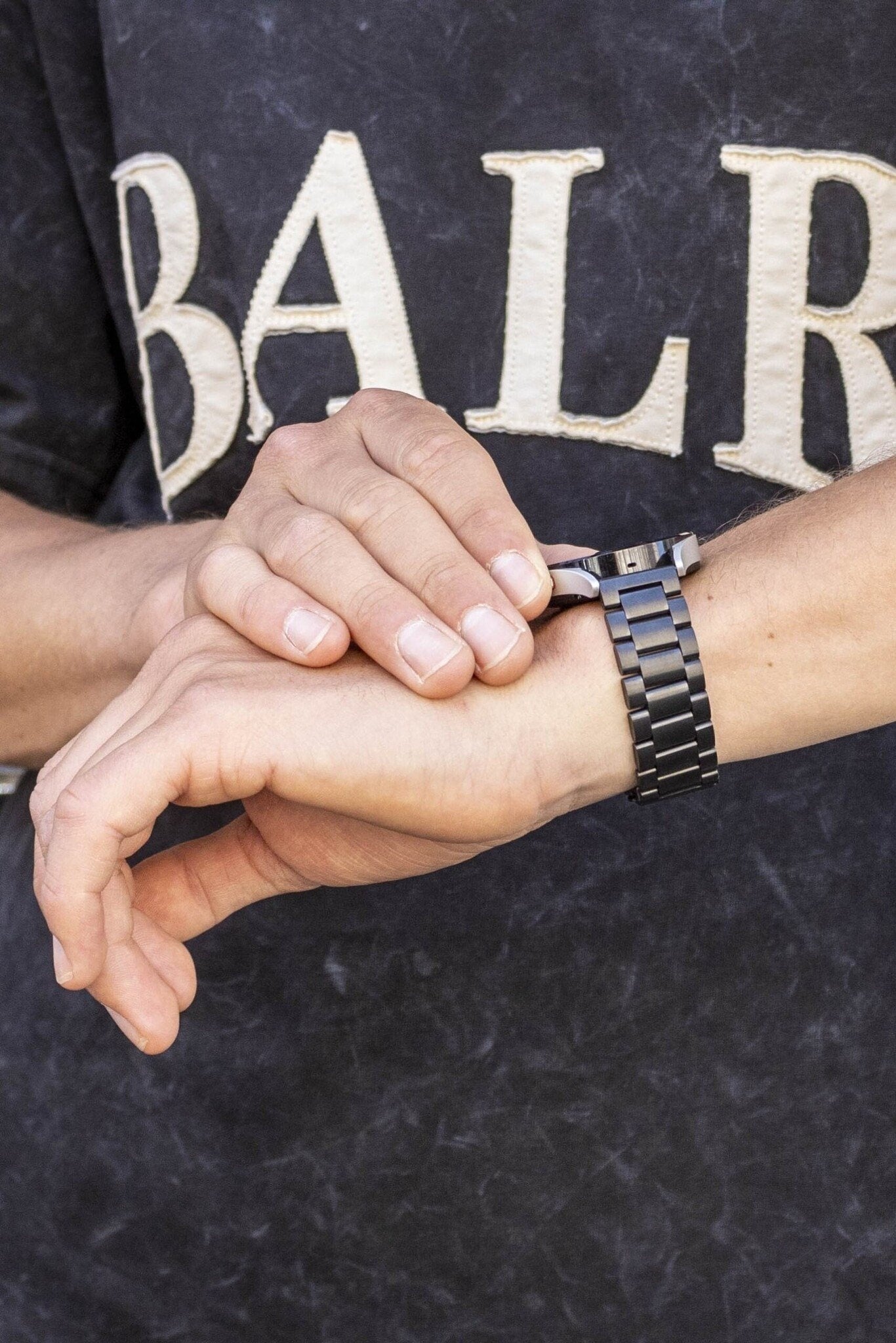 BALR Amazfit GTS 3 Steel Link Strap (Black)