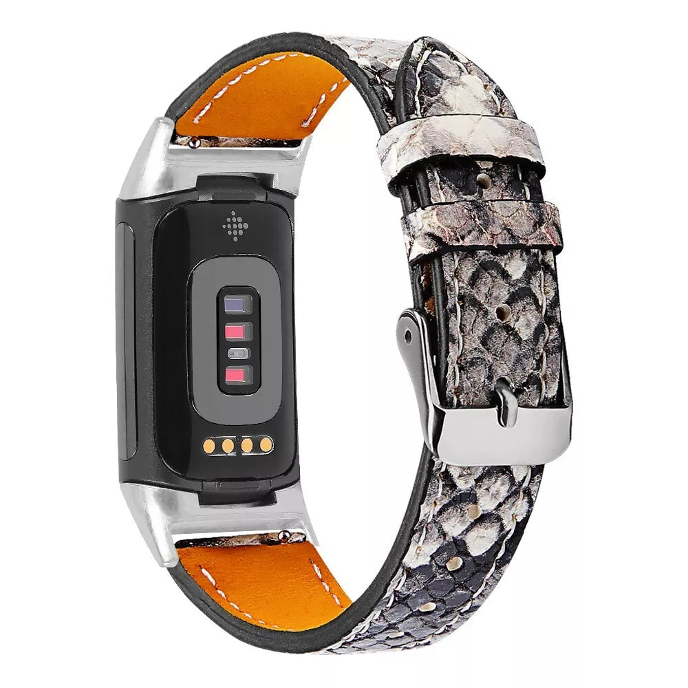 Fitbit Charge 5 modern leren bandje (snake)
