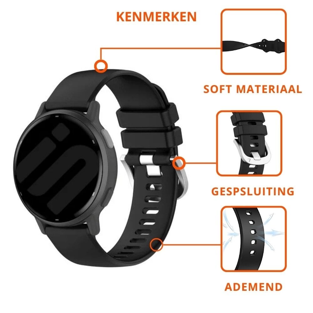 Coros Pace Pro siliconen classic bandje (zwart)