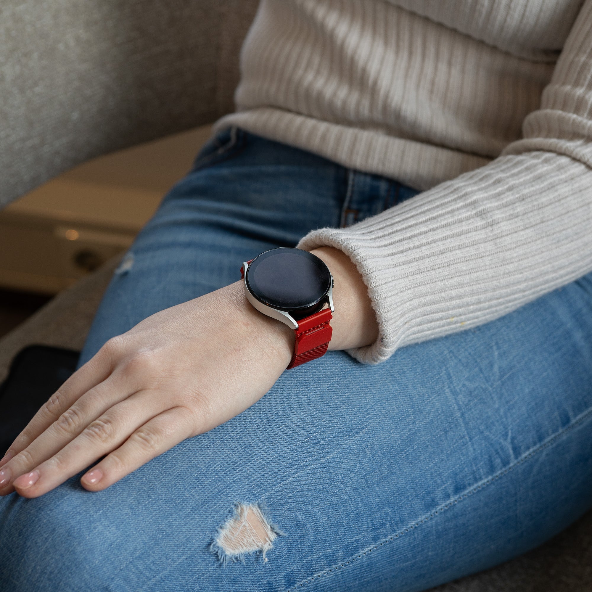 Samsung Galaxy Watch 6 Classic 43mm Milanese band (rood)