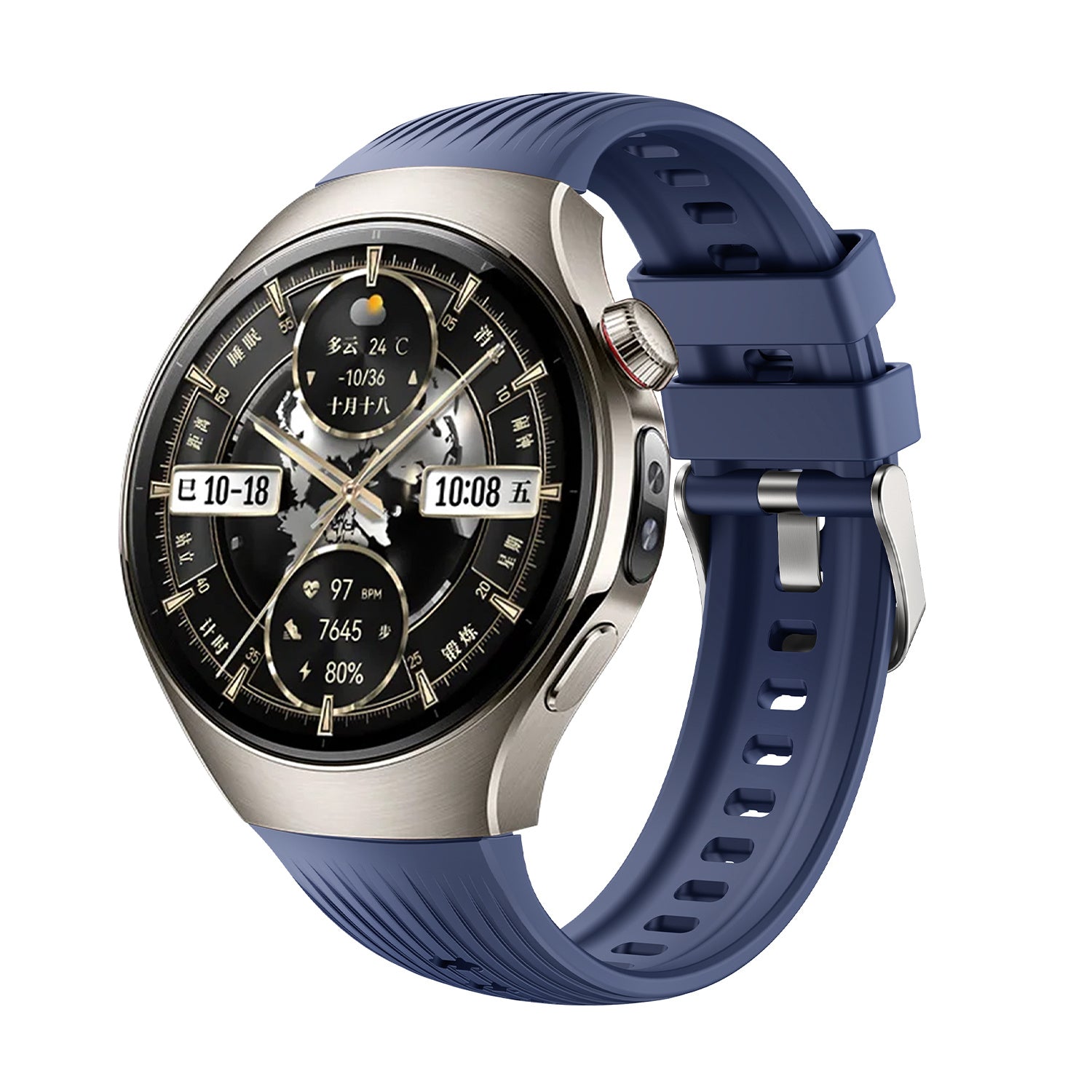 Huawei Watch 5 - 46mm siliconen bandje 'perfect fit' (donkerblauw)