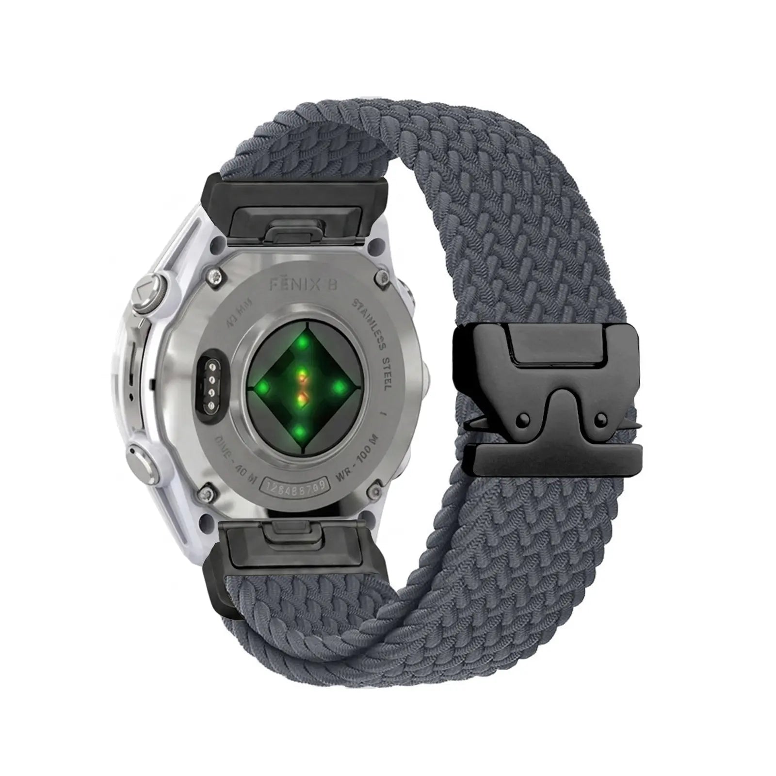 Garmin Quatix 8 Pro - 47mm gevlochten band met P-buckle (donkergrijs met zwart)