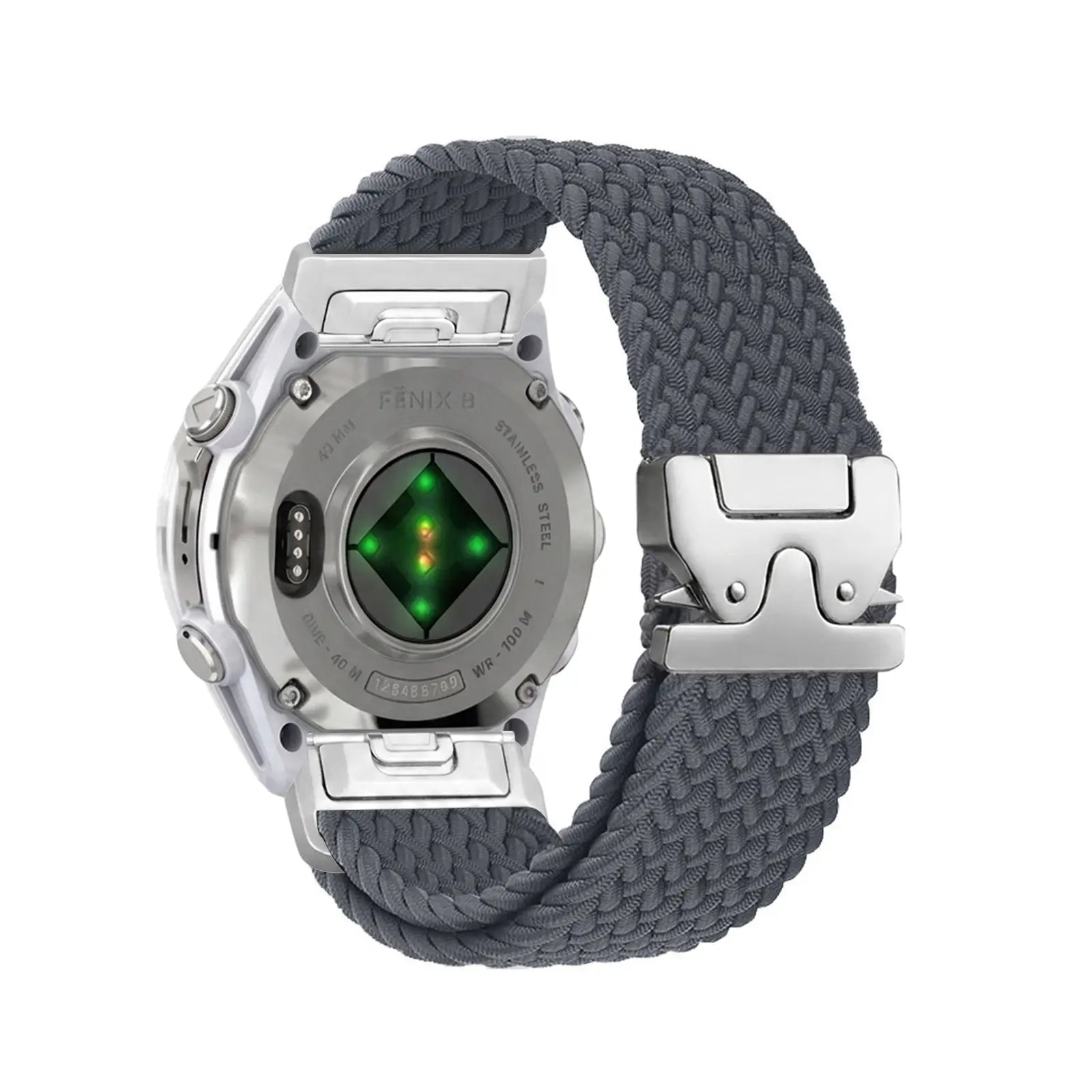 Garmin Quatix 8 Pro - 47mm gevlochten band met P-buckle (donkergrijs met zilver)