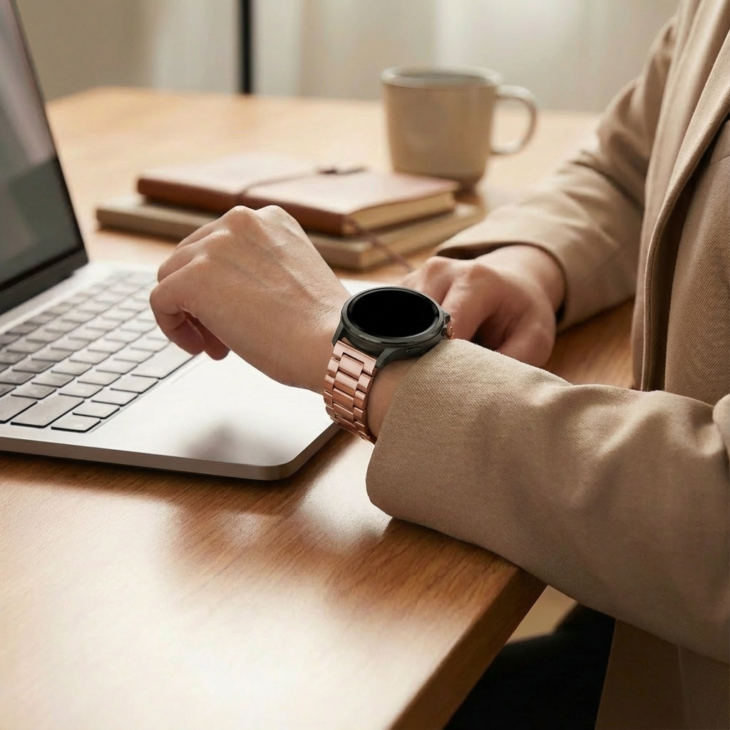 Bandz Garmin Venu 2 Plus stalen band 'Classic' (roze)