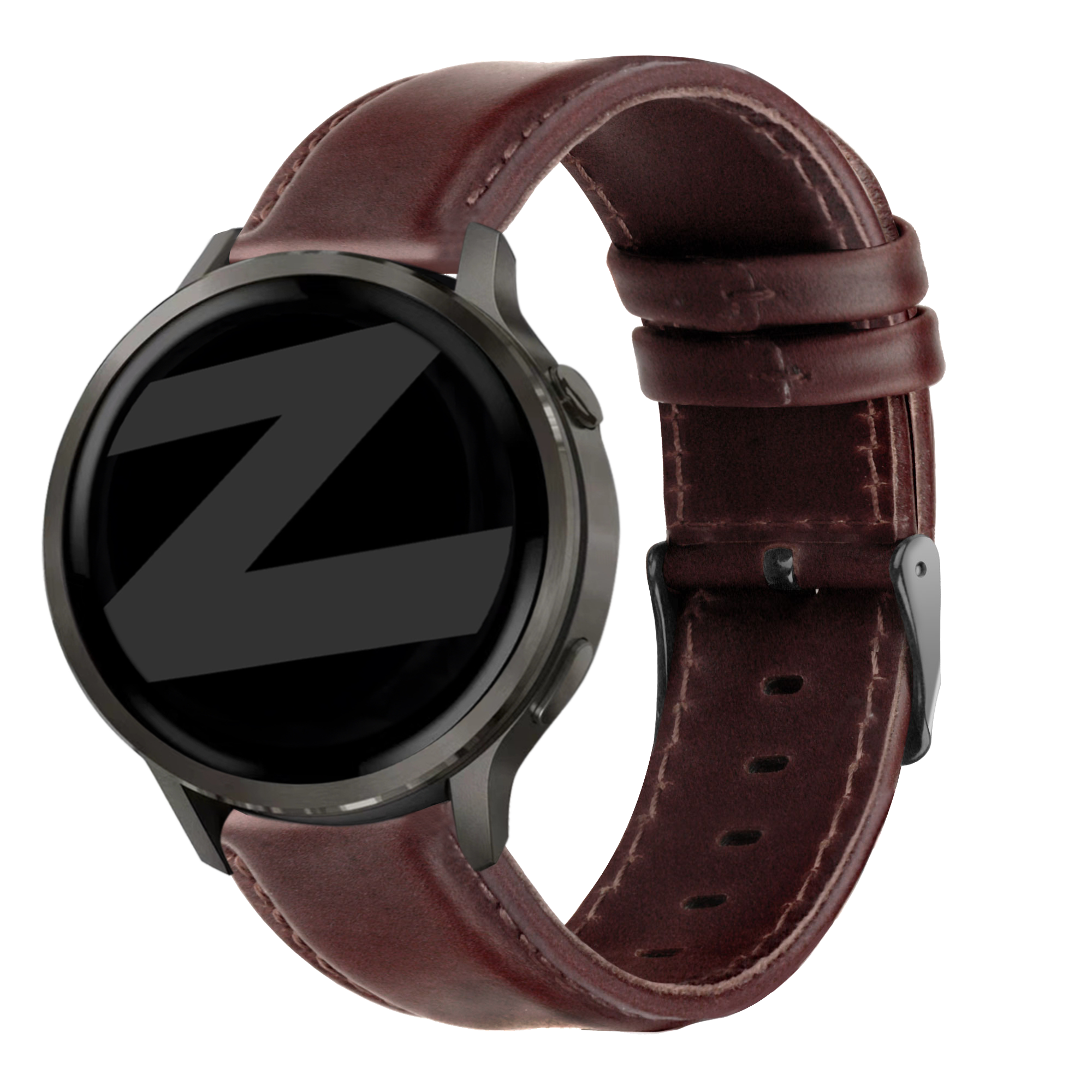 Bandz Garmin Venu SQ lederen band 'Classic' (donkerbruin)