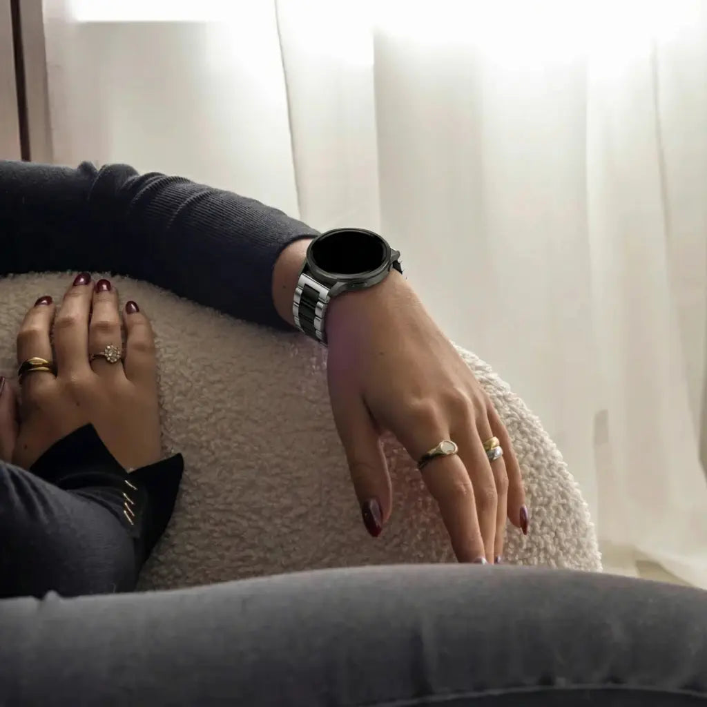 Bandz Garmin Forerunner 265 stalen band 'Classic' (zilver/zwart)