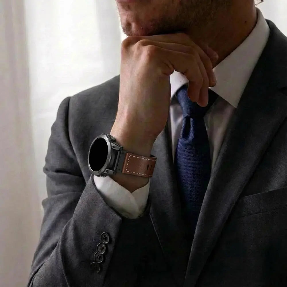 Garmin Instinct 3 - 50mm Premium Leather Strap (Dark Brown)