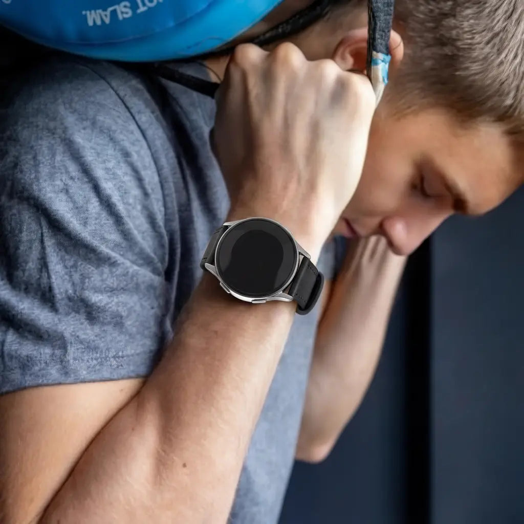 Samsung Galaxy Watch 3 45mm leren hybrid bandje (zwart)