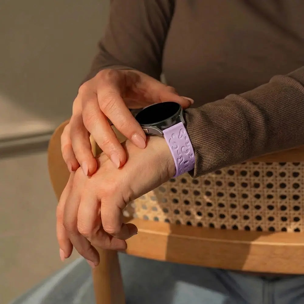 Bandz Garmin Vivoactive 4s Silicone Strap 'Leopard' (Light Purple)