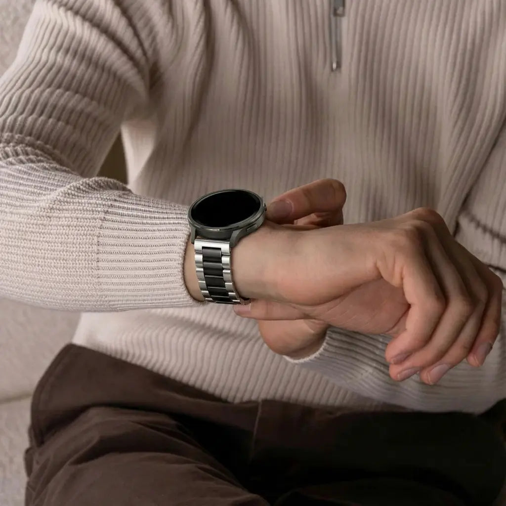 Bandz Garmin Forerunner 265 stalen band 'Classic' (zilver/zwart)