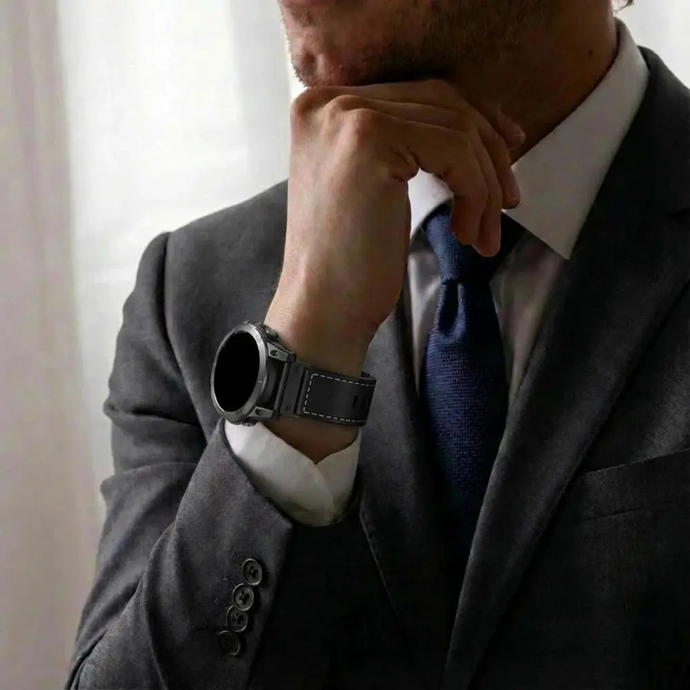 Garmin Instinct 3 - 50mm premium leren bandje (zwart)