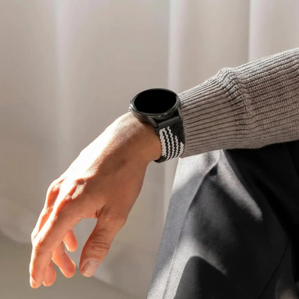 Bandz Garmin Approach S40 gevlochten band 'Parachute' (zwart/wit)