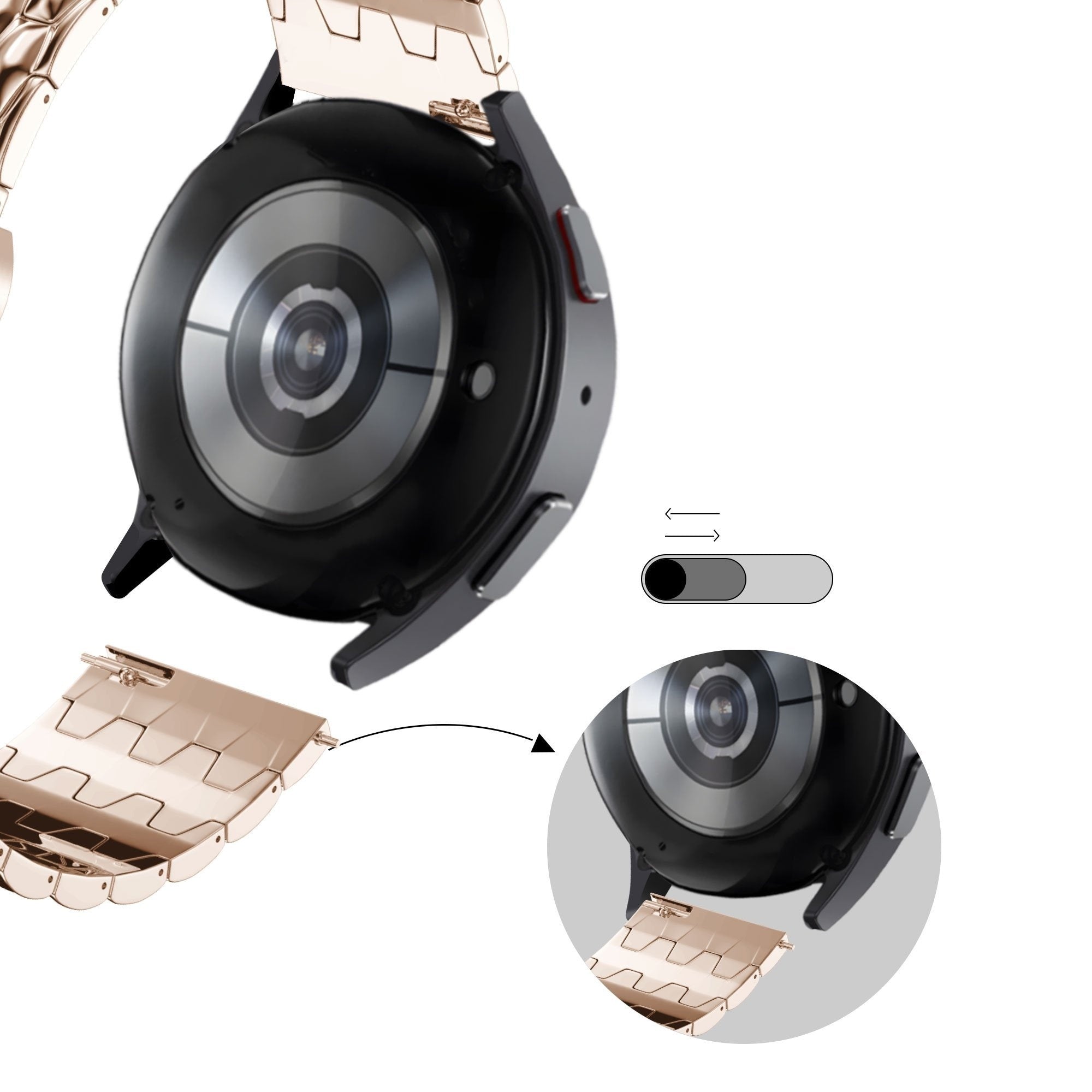 Bandz Garmin Approach S50 stalen band 'Dragon' (rosé goud)