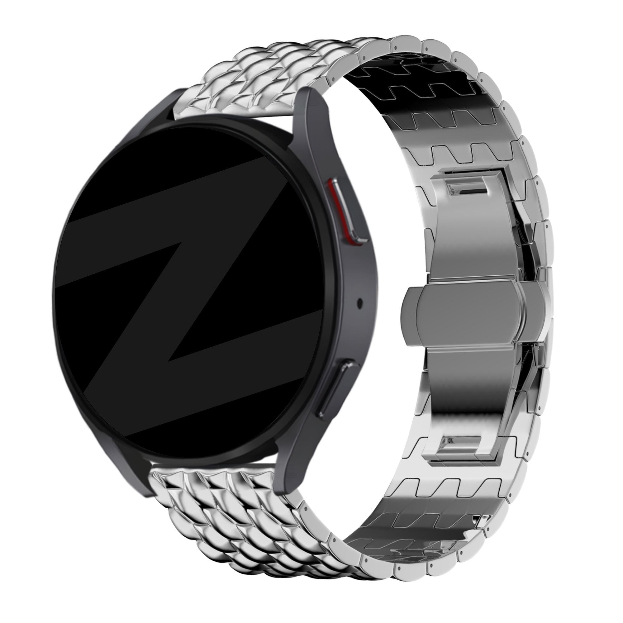Bandz Garmin Forerunner 570 - 42mm stalen band 'Dragon' (zilver)