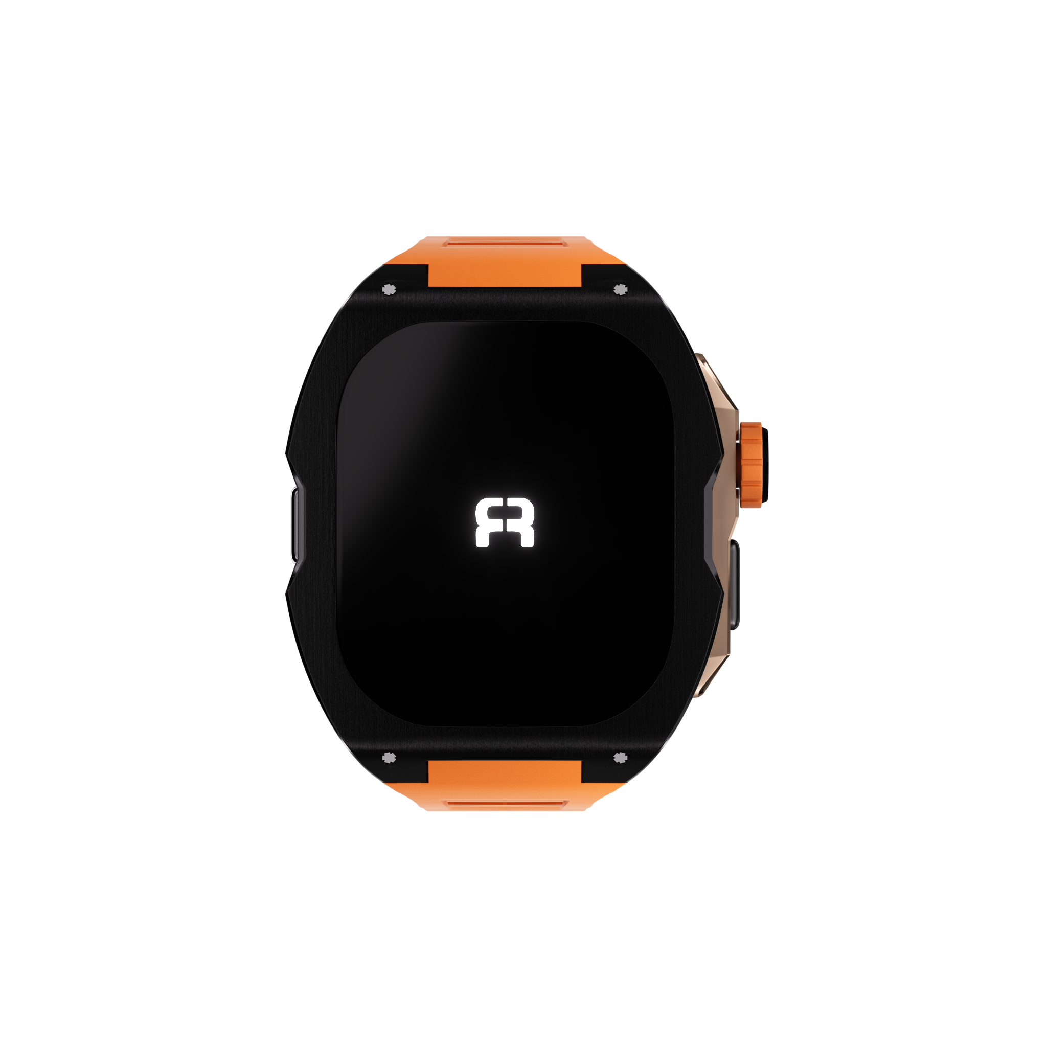 Reqior Apple Watch Ultra case met rubberen band (zwart/oranje)
