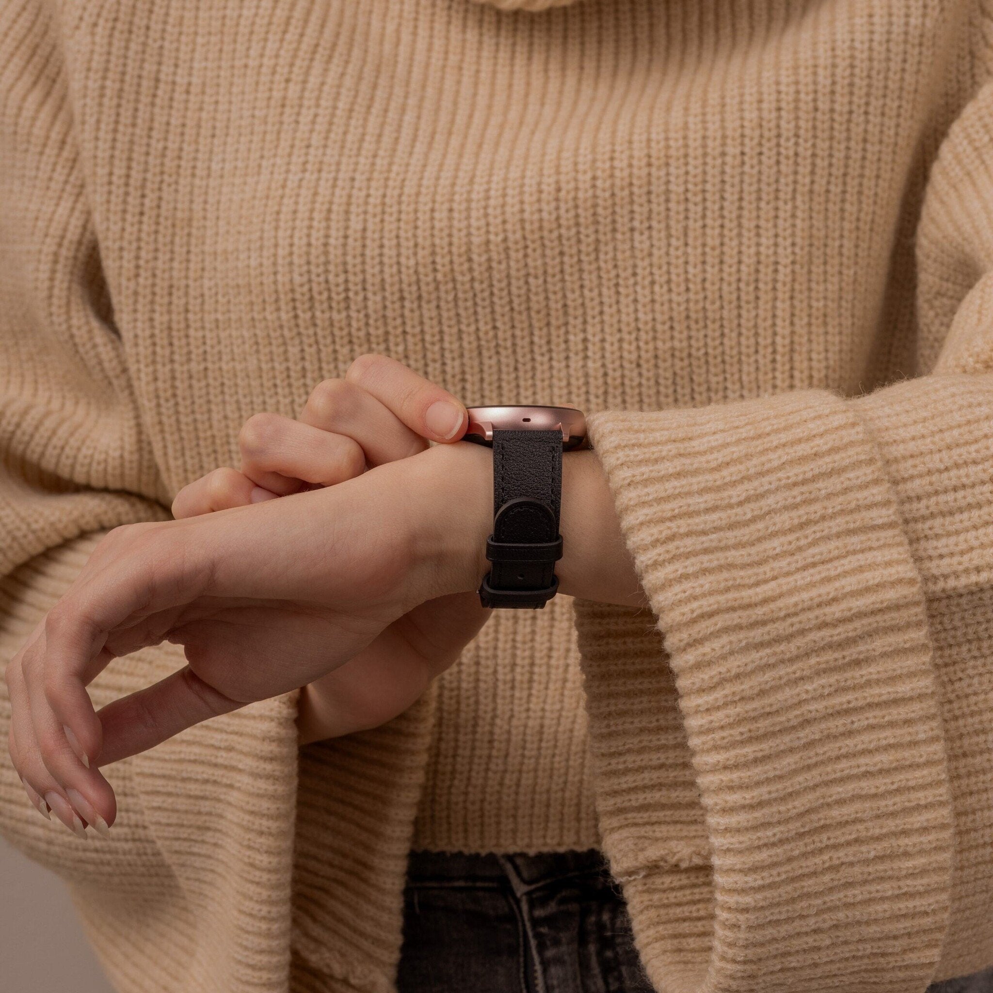 Fossil Gen 6 - 44mm bandje leer (strak-zwart)