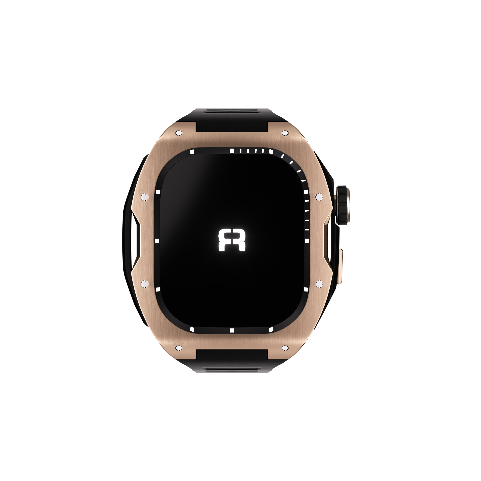 Reqior Apple Watch 45mm case met rubberen band (roségoud/zwart)