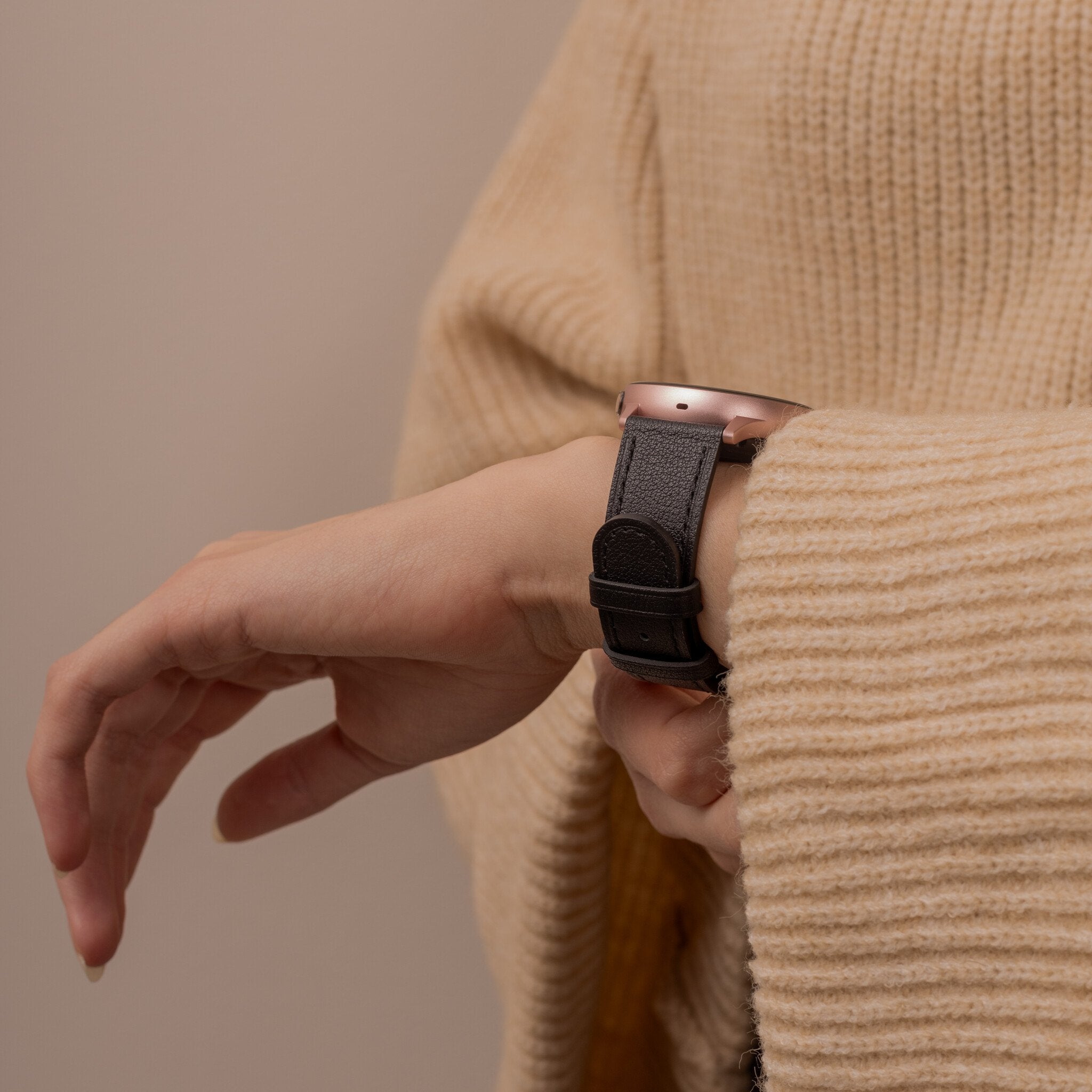 Samsung Galaxy Watch FE leren bandje (strak-zwart)