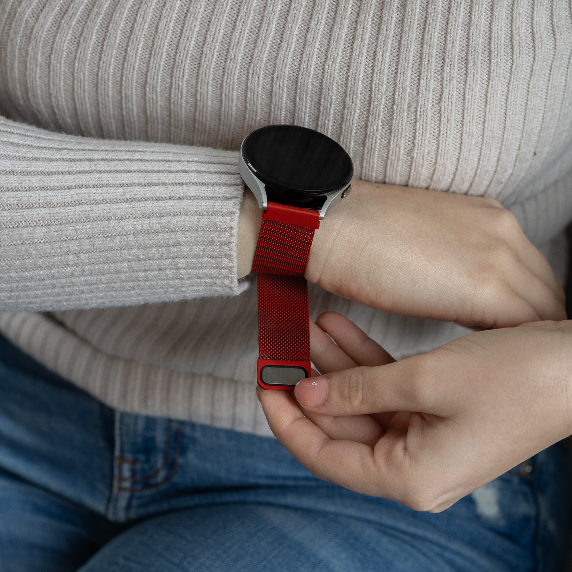 Samsung Galaxy Watch 6 Classic 43mm Milanese band (rood)