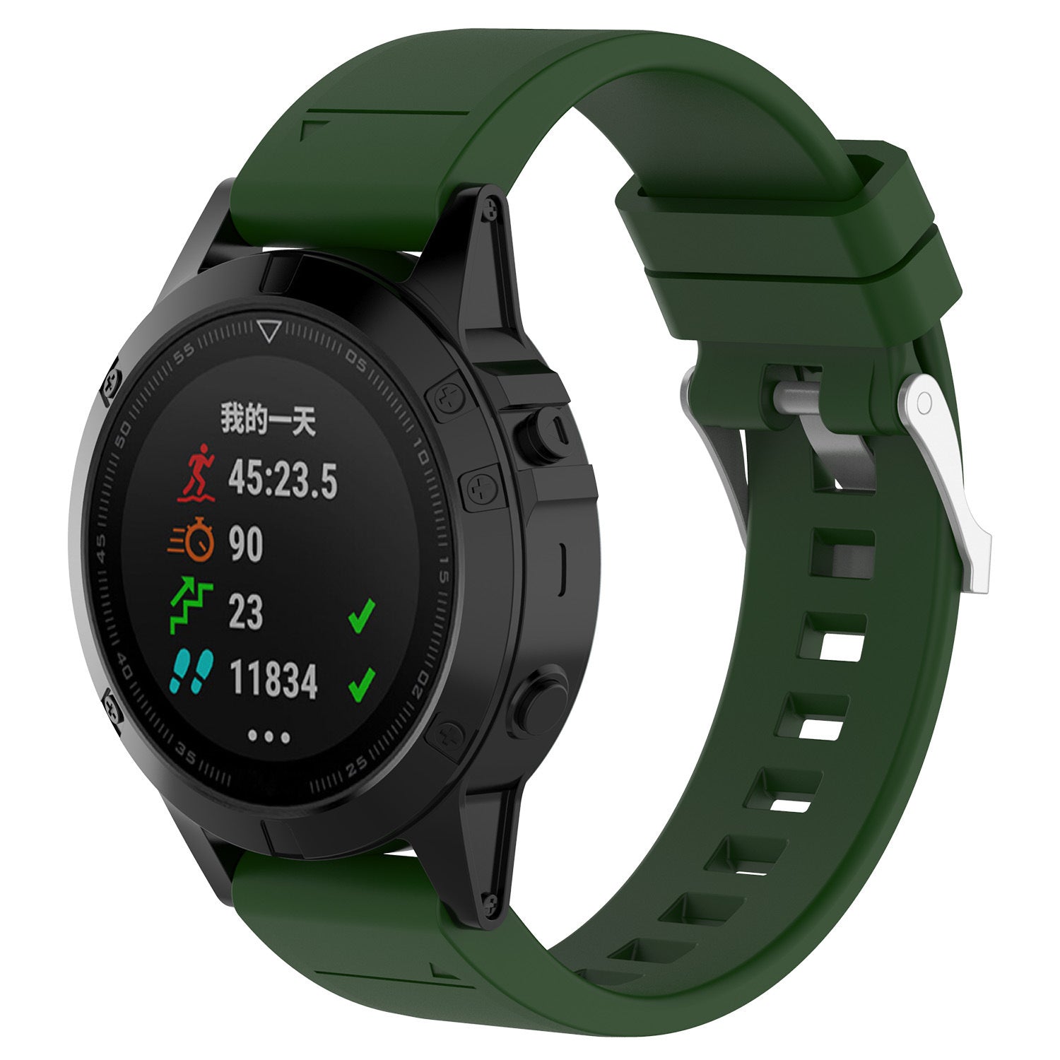 Garmin Descent Mk2S Glossy Silicone Strap (Army Green)