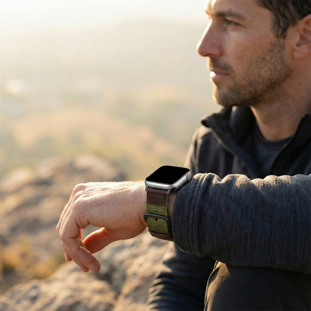 Apple Watch canvas bandje (legergroen)