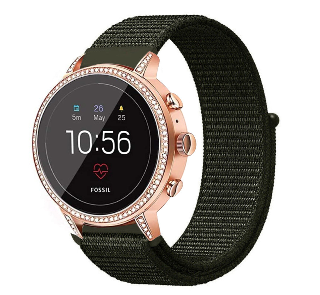 Fossil Gen 4 Venture (HR) nylon band (donkergroen)