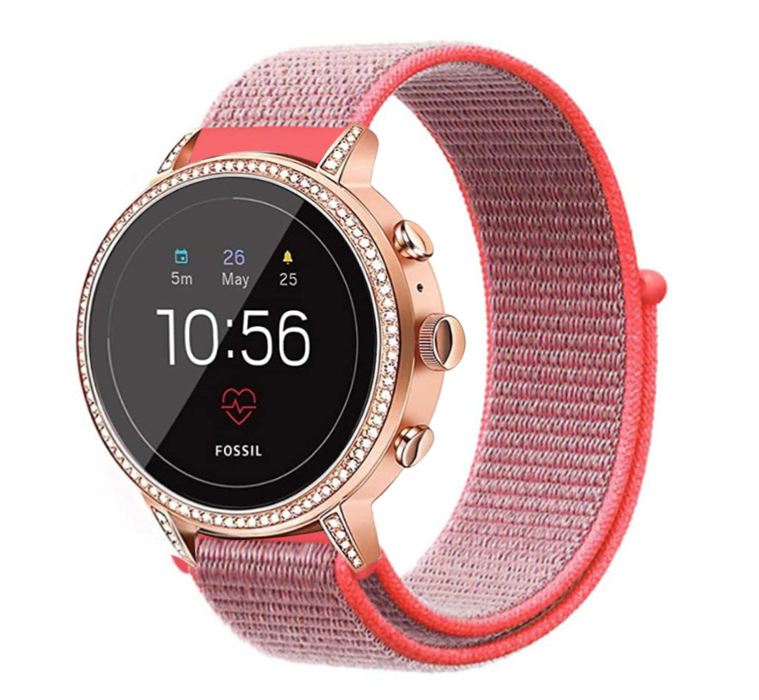 Fossil Gen 4 Venture (HR) nylon band (roze/rood)