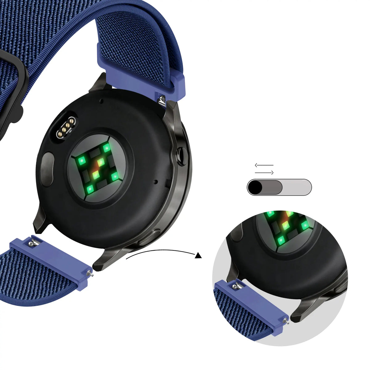 Bandz Garmin Forerunner 265s elastisch bandje (donkerblauw)