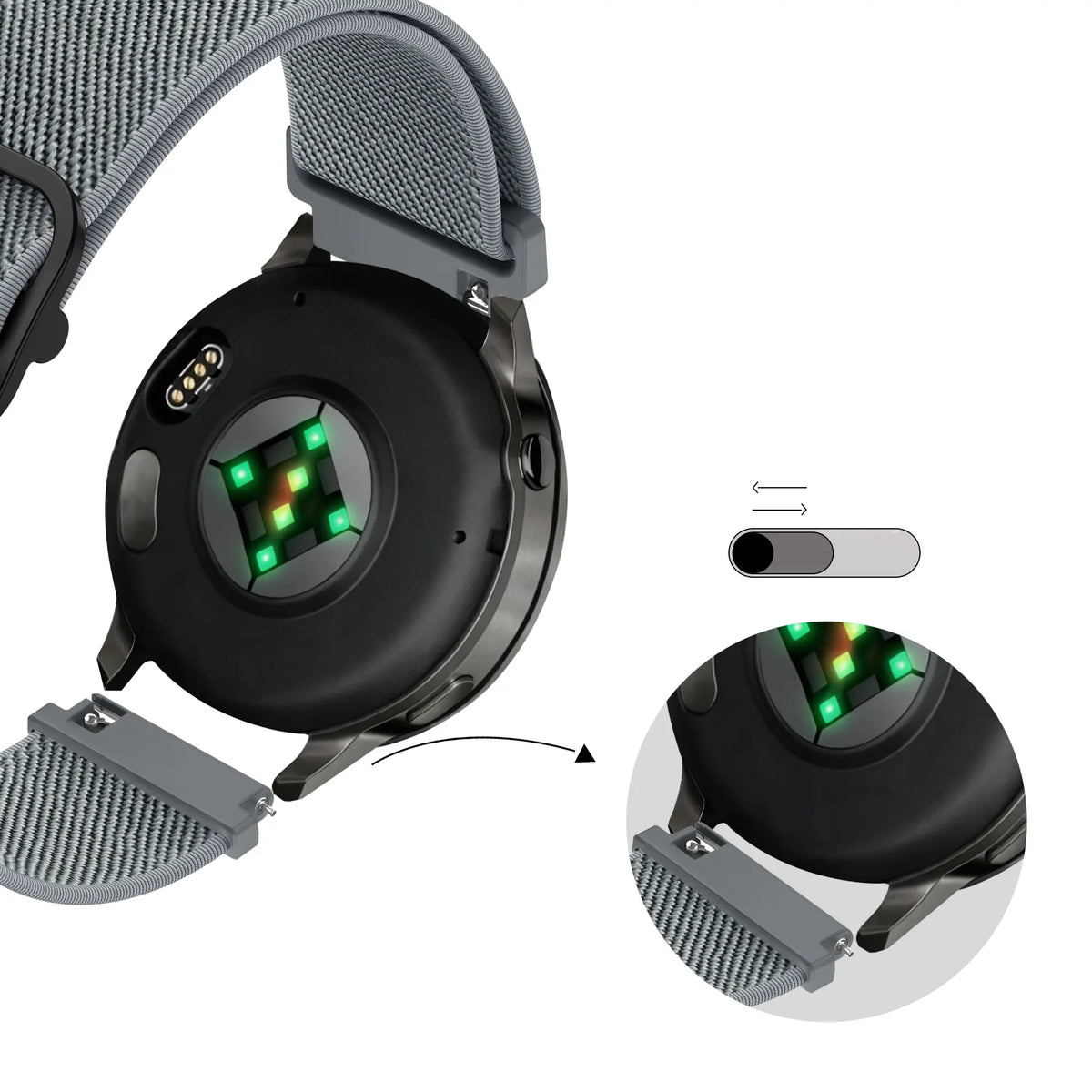 Bandz Garmin Forerunner 265s elastisch bandje (grijsblauw)
