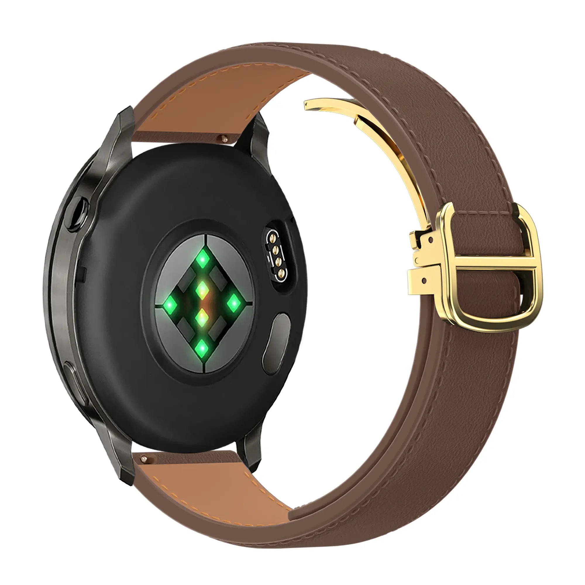 Bandz Garmin Vivomove Luxe Lederen band 'D-Type' (donkerbruin)