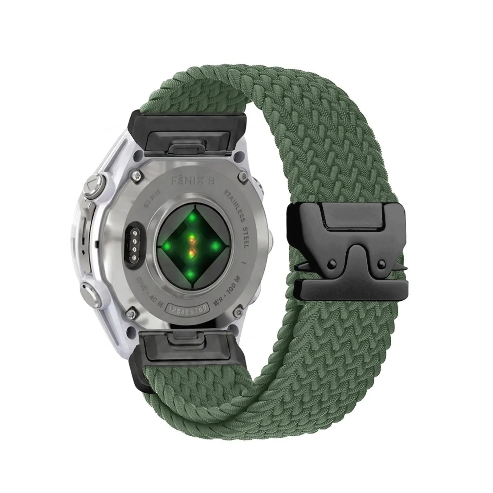 Garmin Quatix 8 Pro - 47mm gevlochten band met P-buckle (groen met zwart)