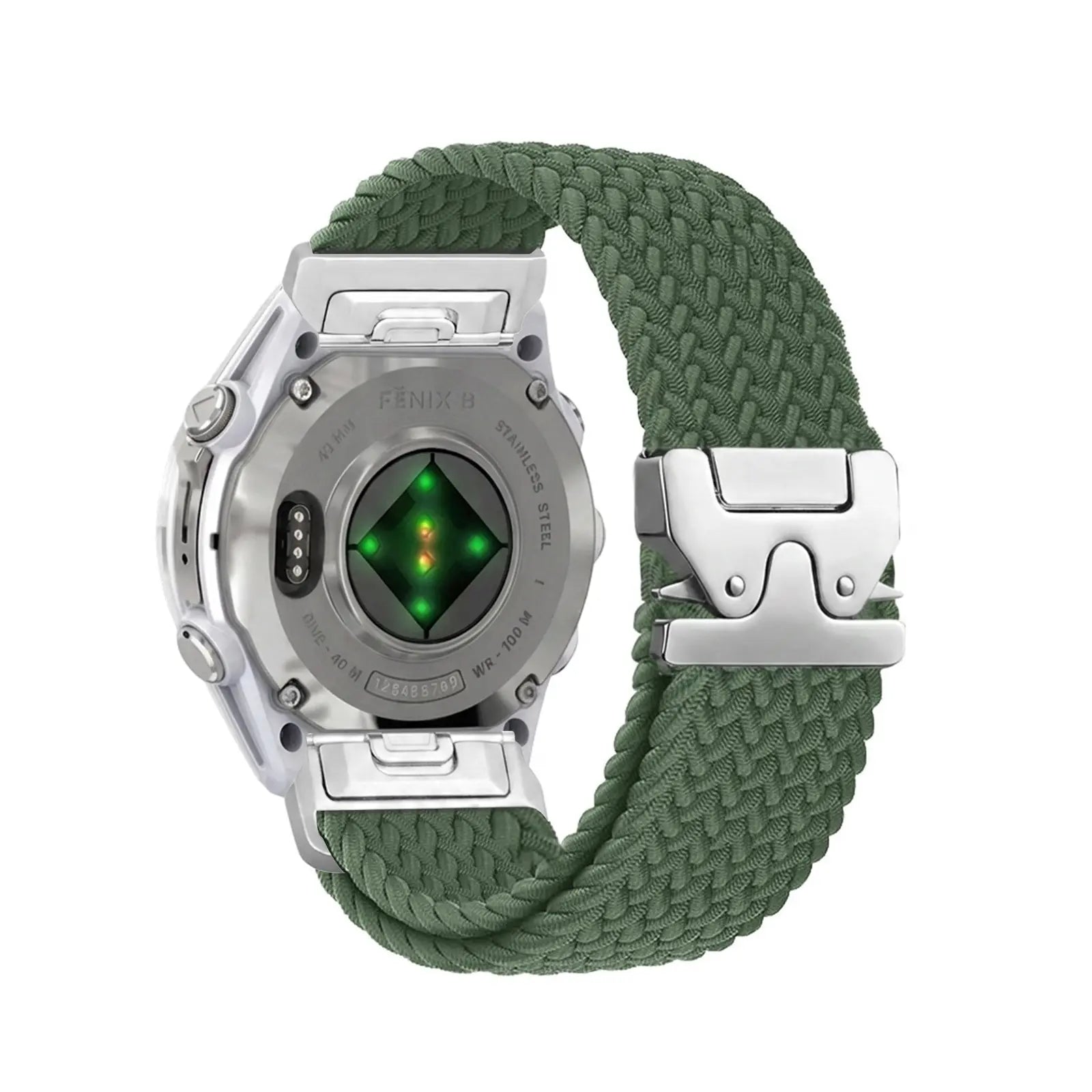 Garmin Quatix 8 Pro - 47mm gevlochten band met P-buckle (groen met zilver)