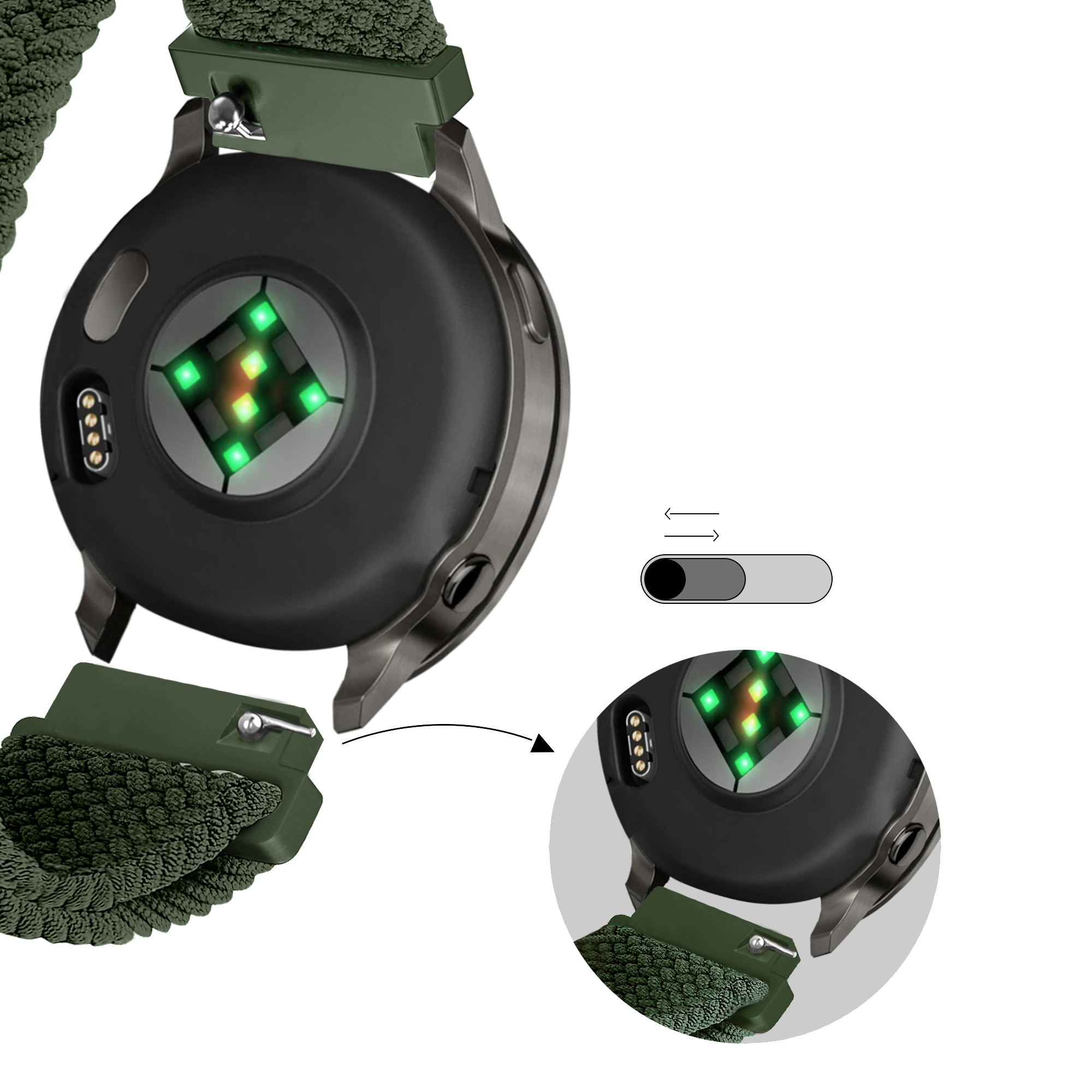 Bandz Garmin Venu 2s verstelbare nylon band (groen)