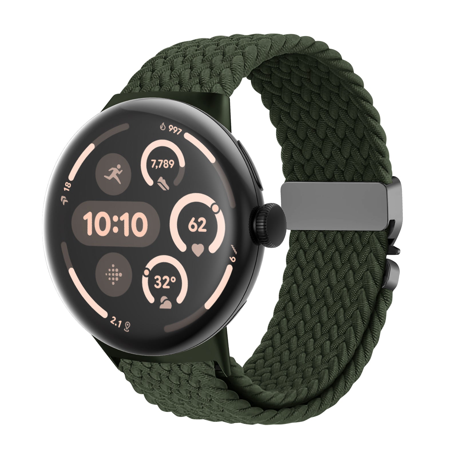 Google Pixel Watch 4 - 45mm gevlochten band met P-buckle (groen)