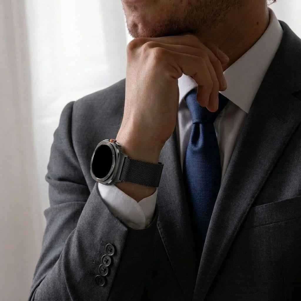 Bandz Samsung Galaxy Watch Ultra Milanese loop band (zwart)