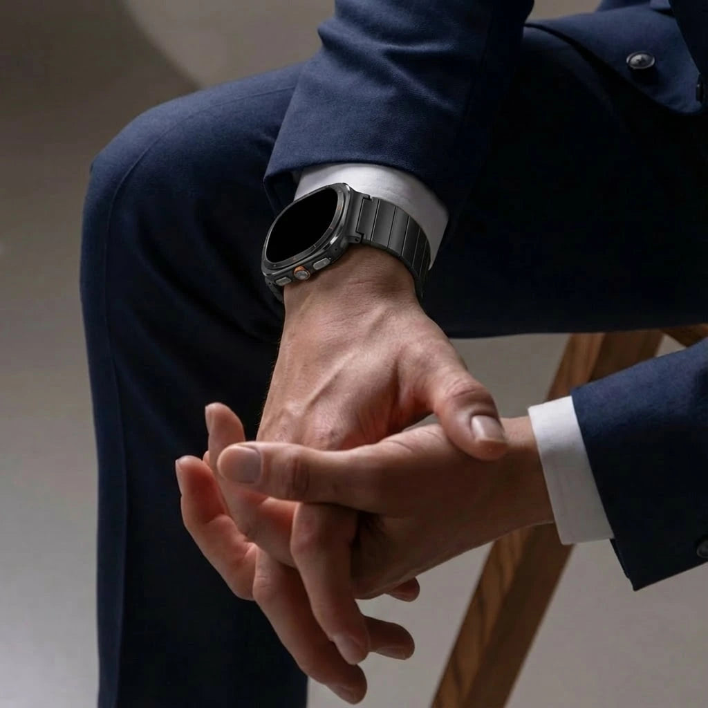 Bandz Samsung Galaxy Watch Ultra titanium band 'One Bead' (zwart)