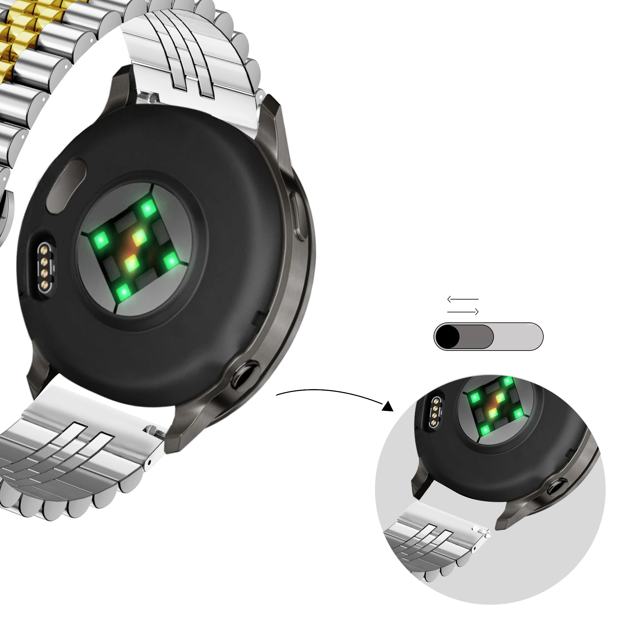 Bandz Garmin Venu 2s stalen band 'Jubilee' (zilver/goud)