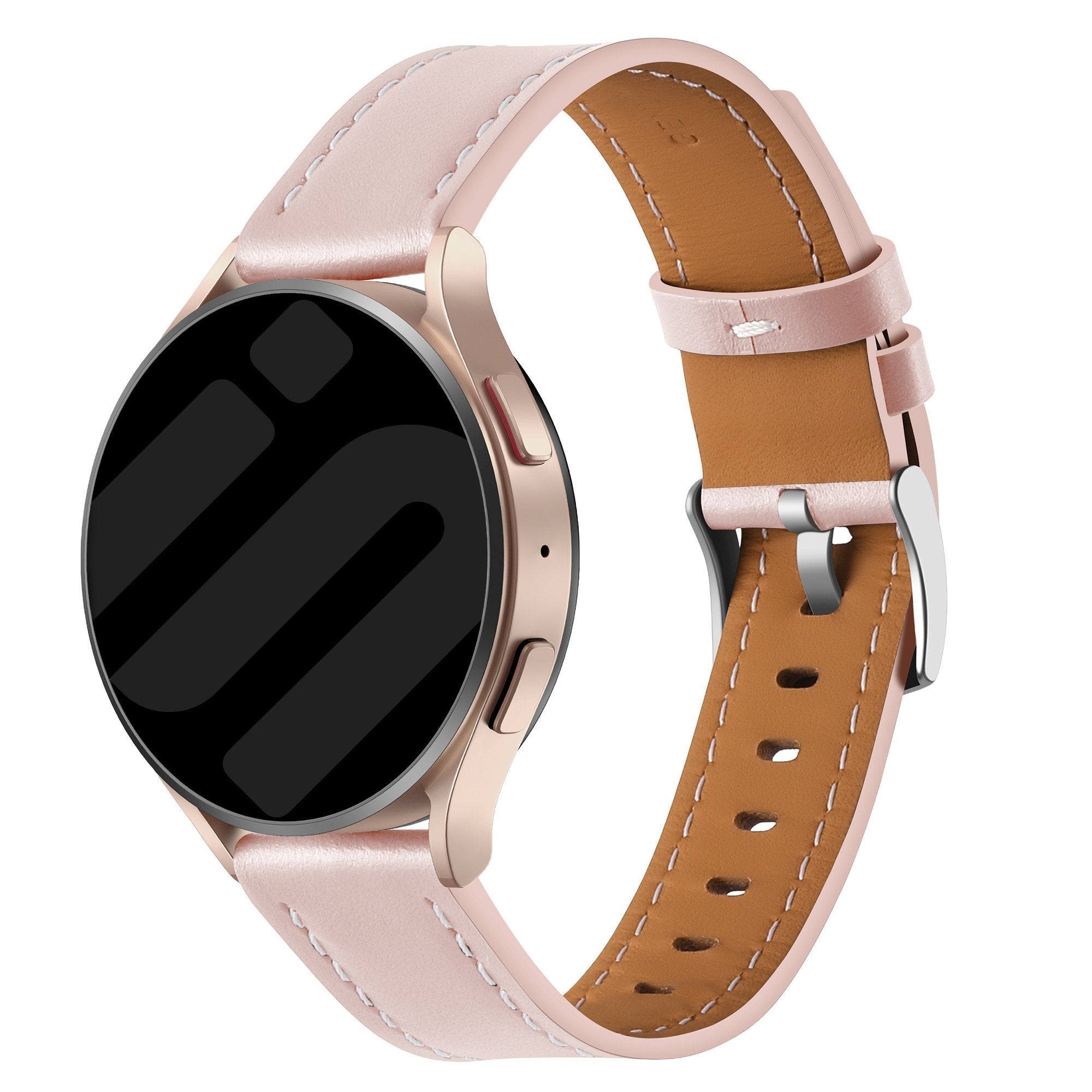 Huawei Watch GT 4 - 41mm 'one push' leren bandje (lichtroze)