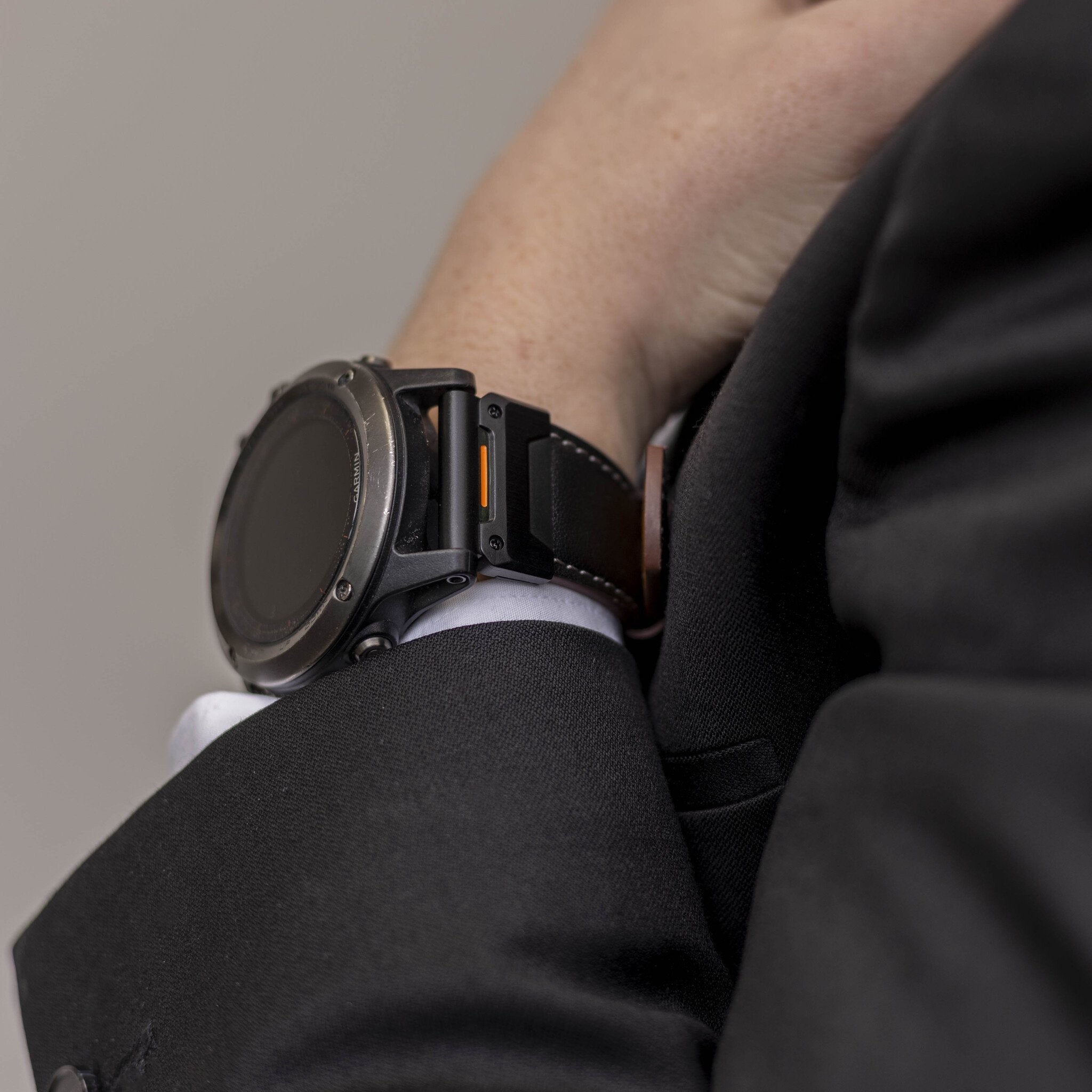 Garmin Descent G2 genuine leren bandje (zwart)